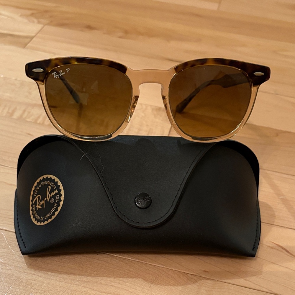 Authentic Ray-Ban Brown and Tan Polarized New Wayfarer Sunglasses